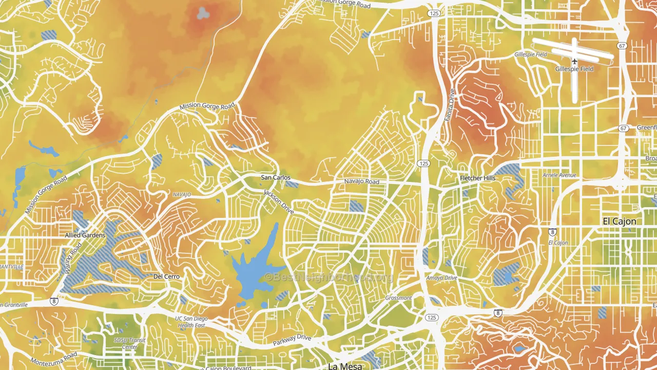 Bike Grade map of 92119, CA