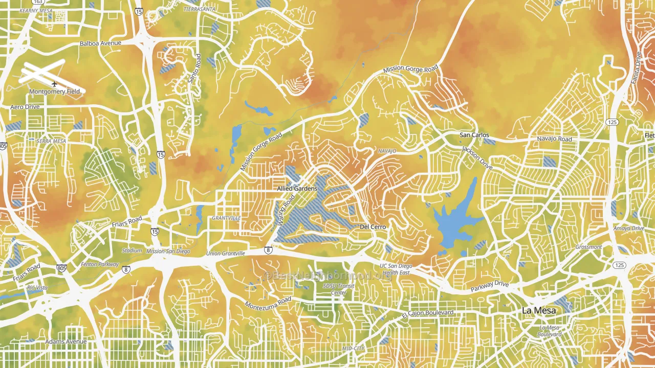 Bike Grade map of 92120, CA