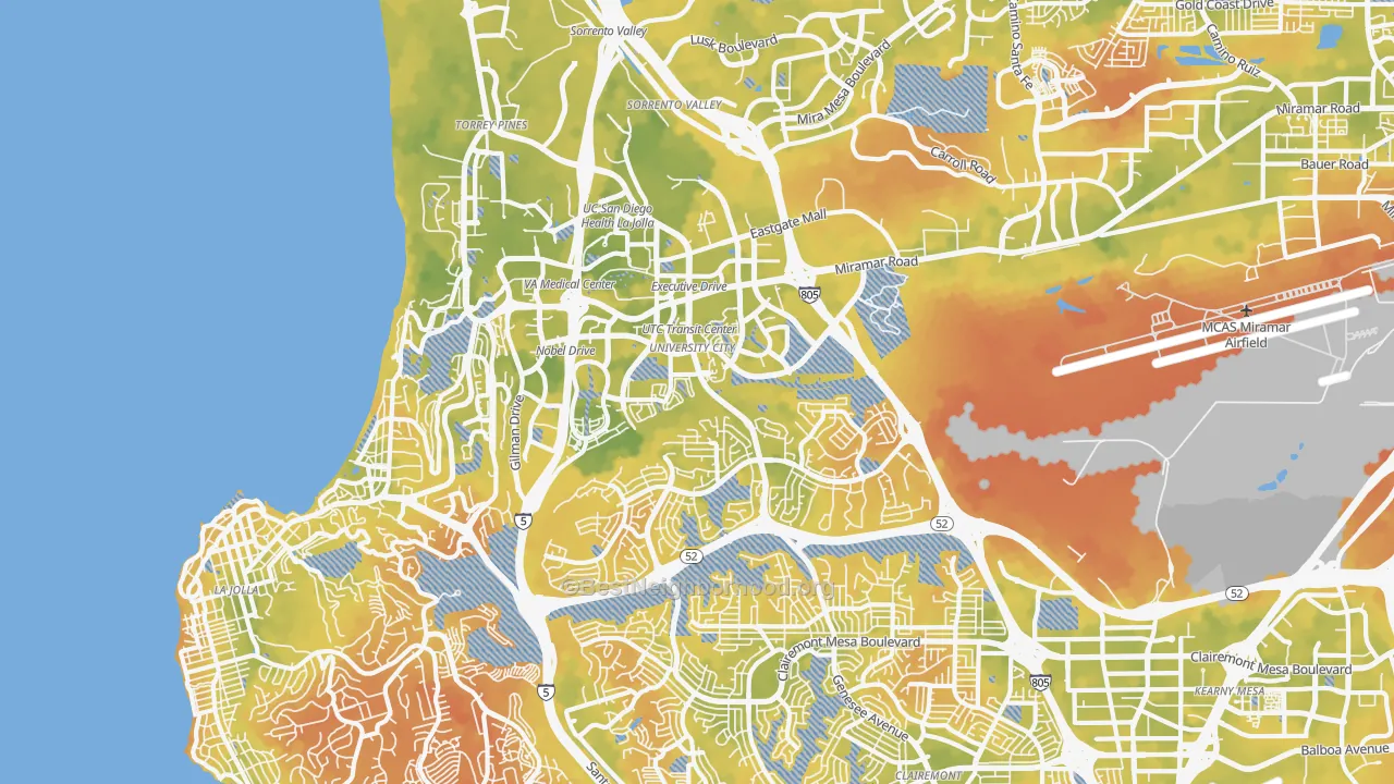 Bike Grade map of 92122, CA