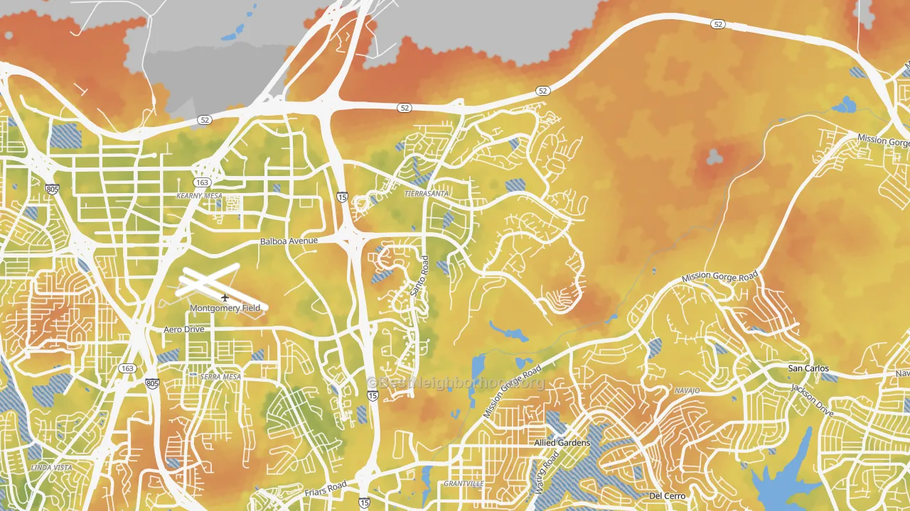 Bike Grade map of 92124, CA
