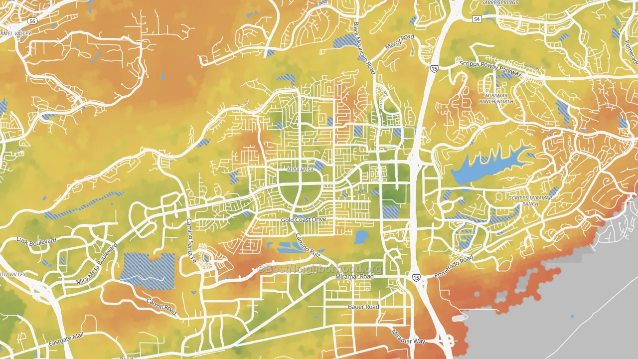 Bike Grade map of 92126, CA