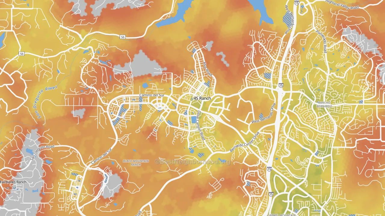 Bike Grade map of 92127, CA