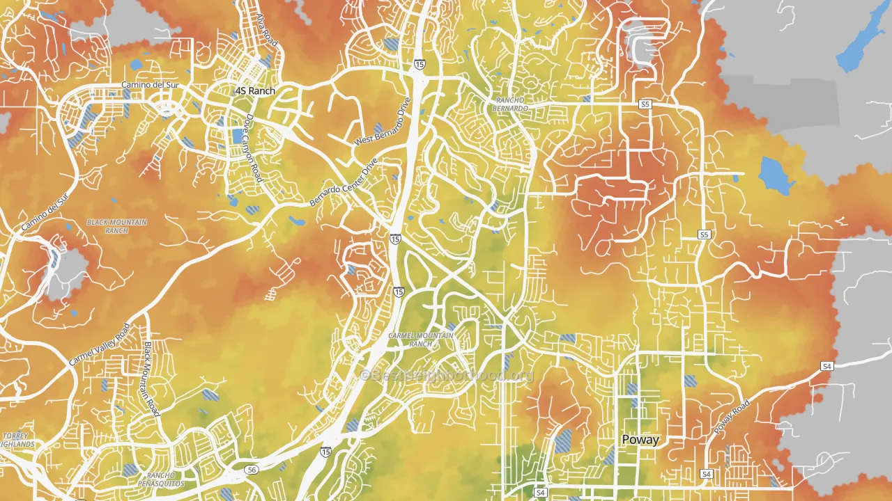 Bike Grade map of 92128, CA