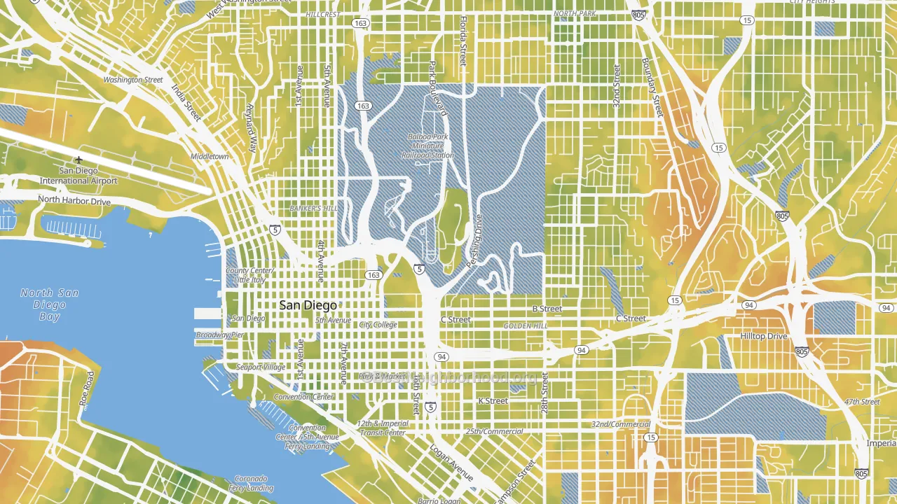 Bike Grade map of 92134, CA