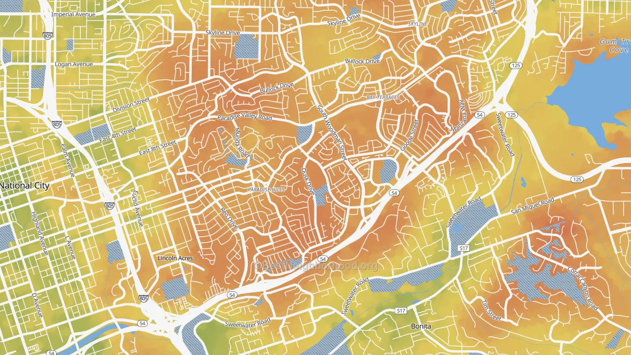 Bike Grade map of 92139, CA