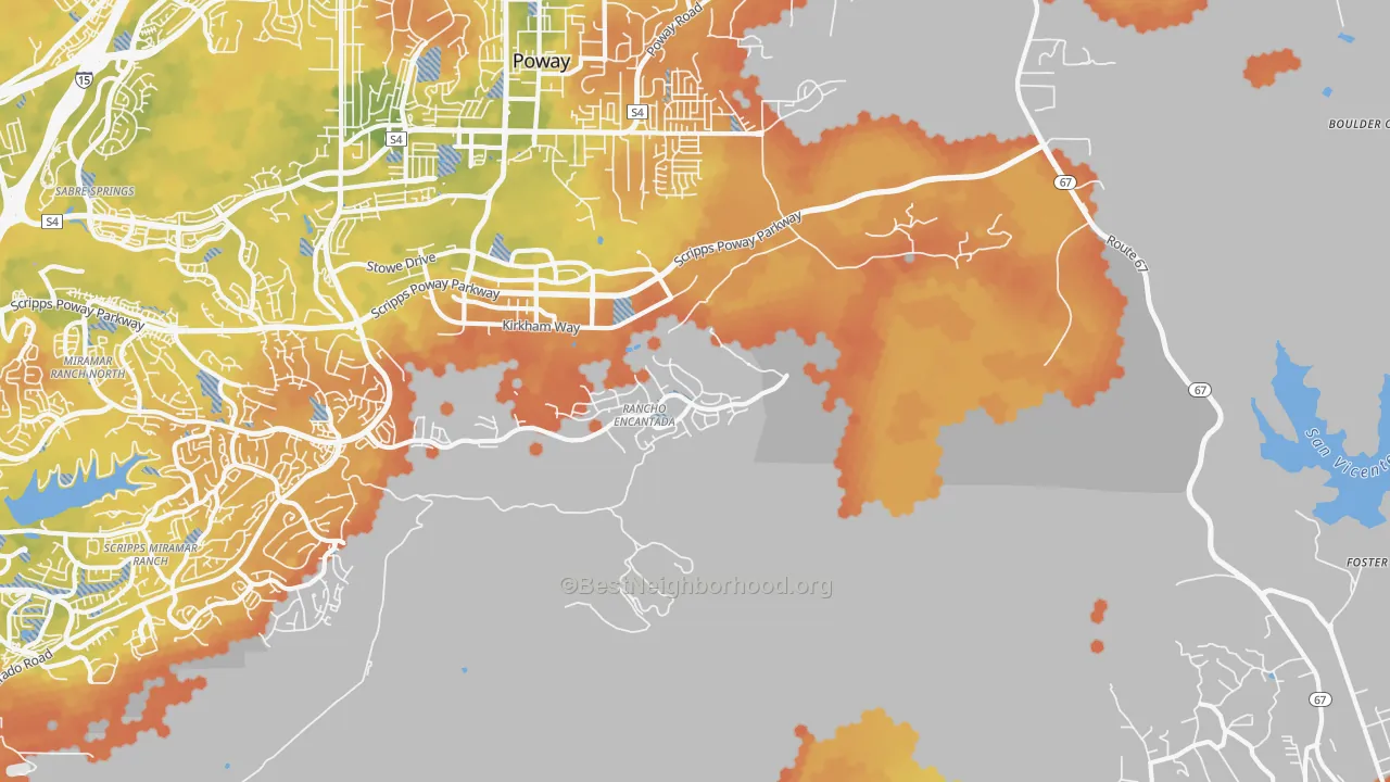 Bike Grade map of 92145, CA