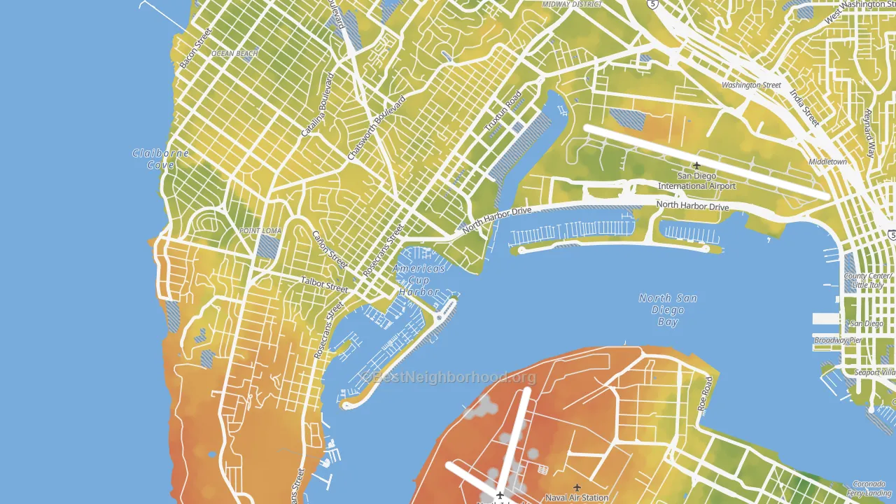 Bike Grade map of 92147, CA