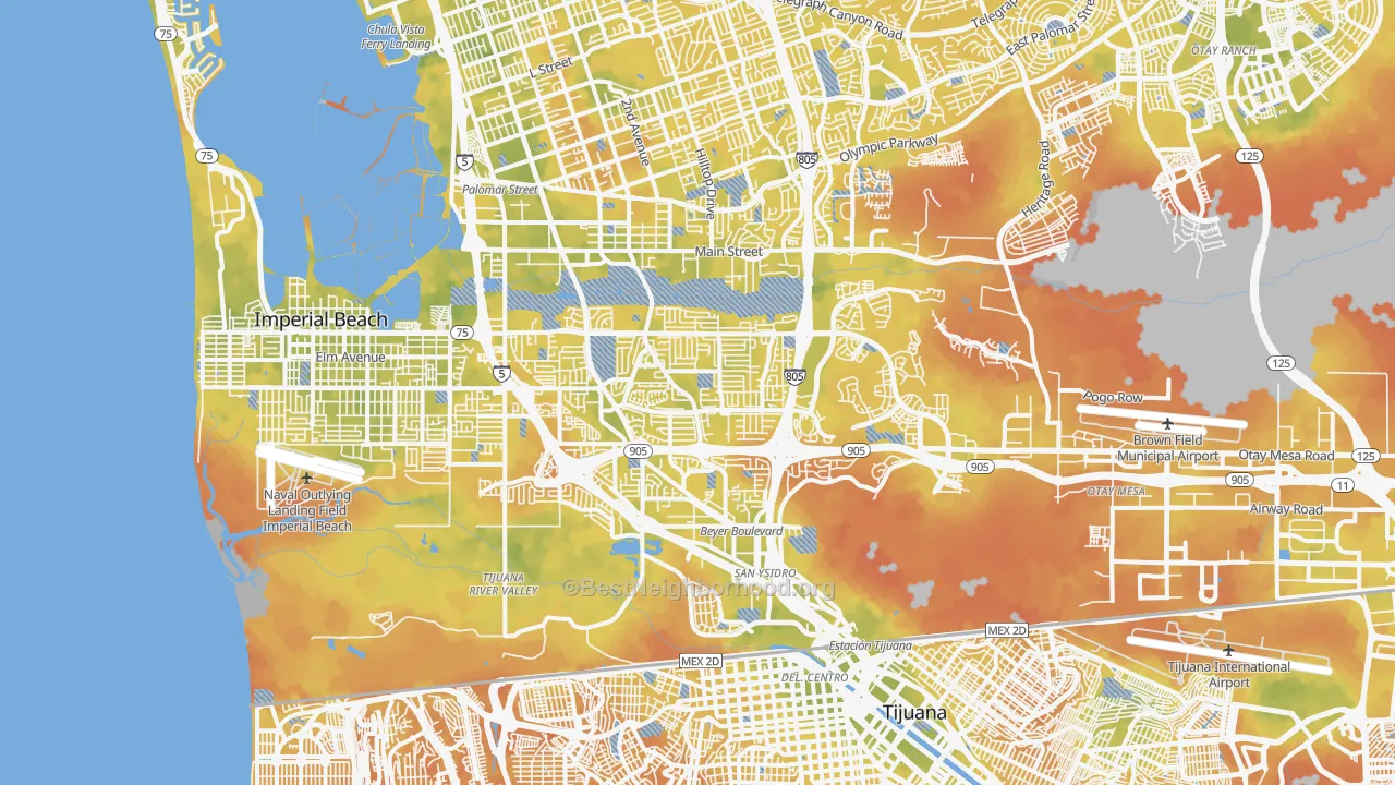 Bike Grade map of 92154, CA