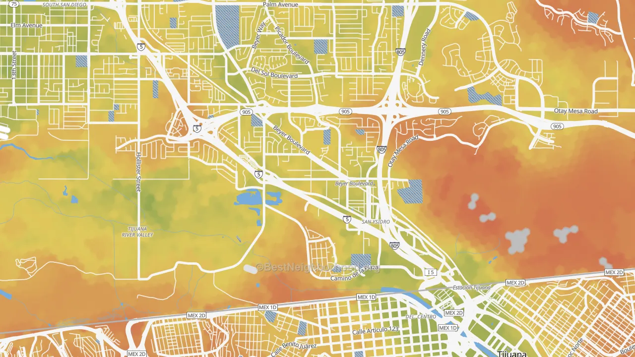 Bike Grade map of 92173, CA