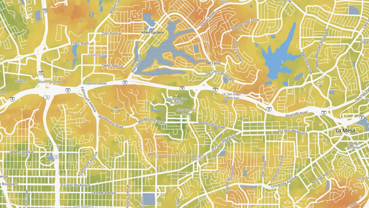 Bike Grade map of 92182, CA