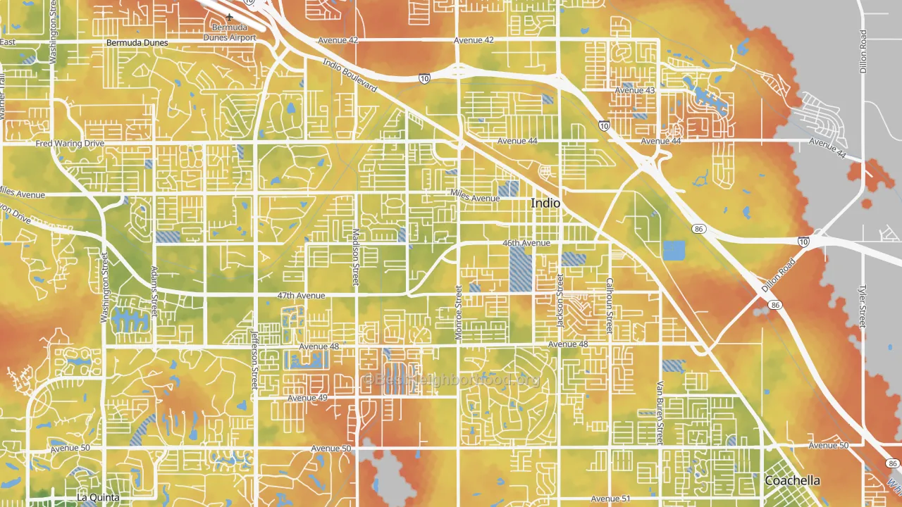 Bike Grade map of 92201, CA
