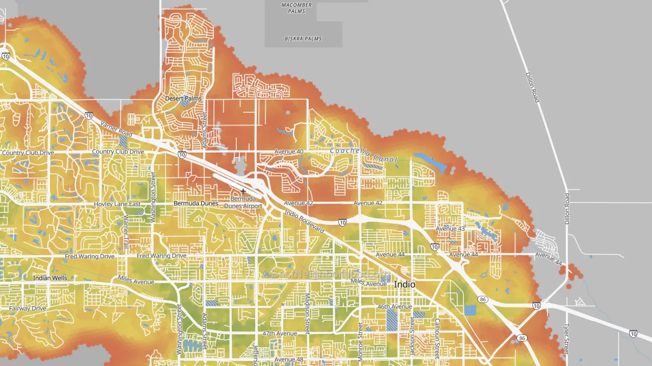 Bike Grade map of 92203, CA