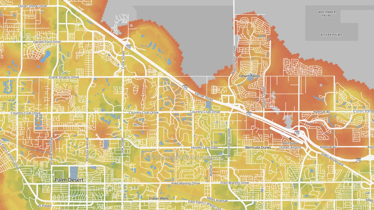 Bike Grade map of 92211, CA