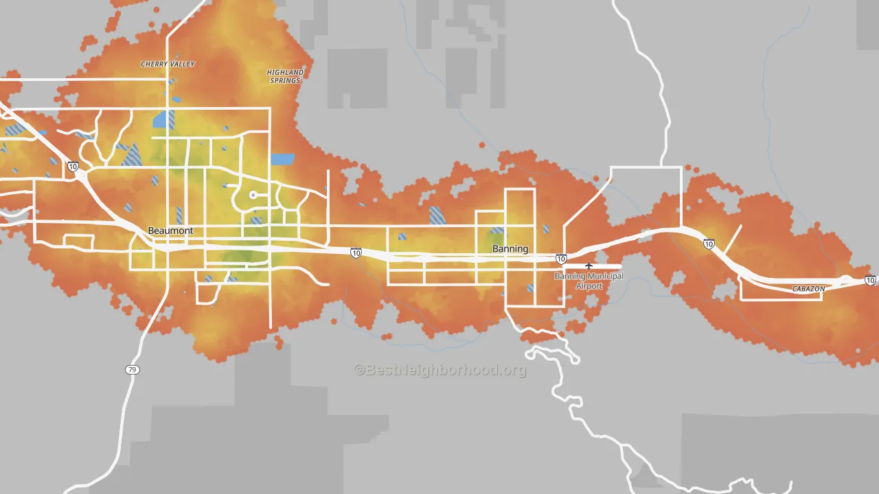Bike Grade map of 92220, CA