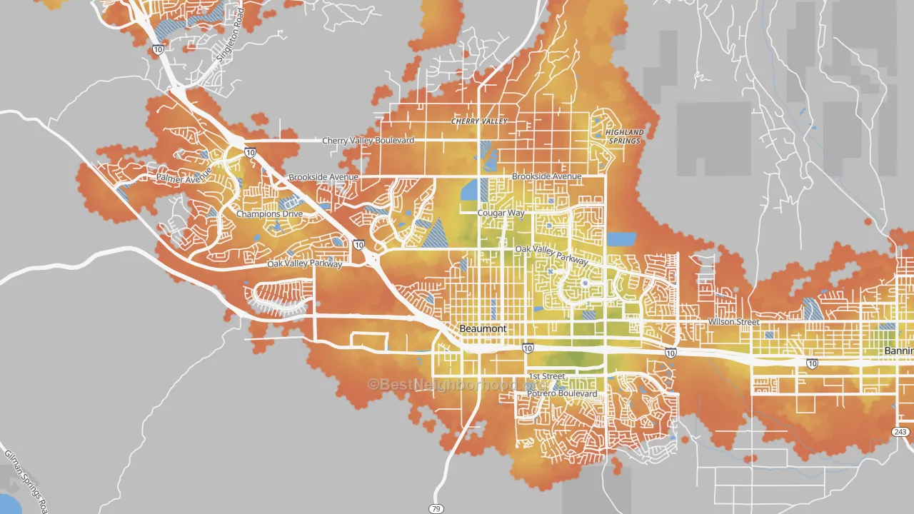 Bike Grade map of 92223, CA