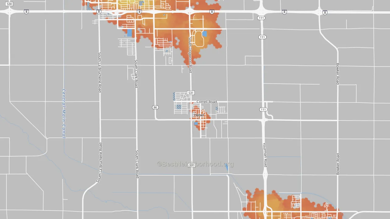 Bike Grade map of 92249, CA