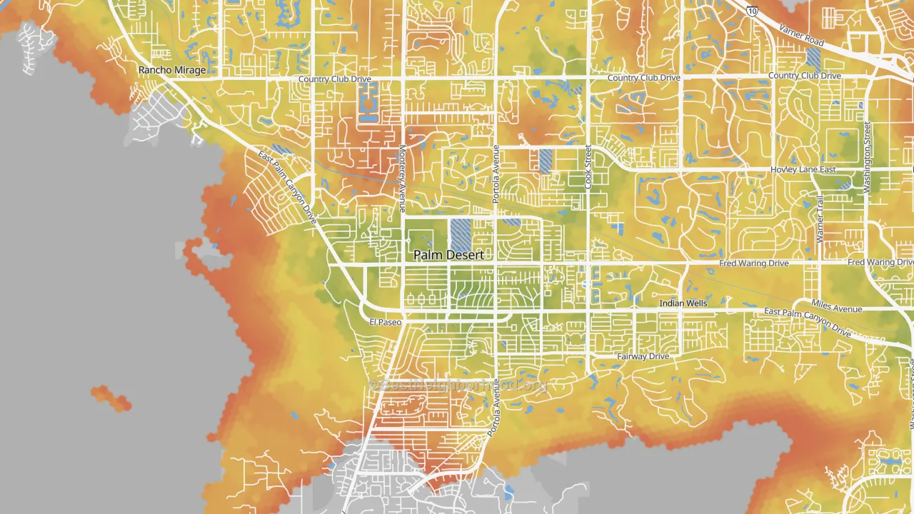 Bike Grade map of 92260, CA