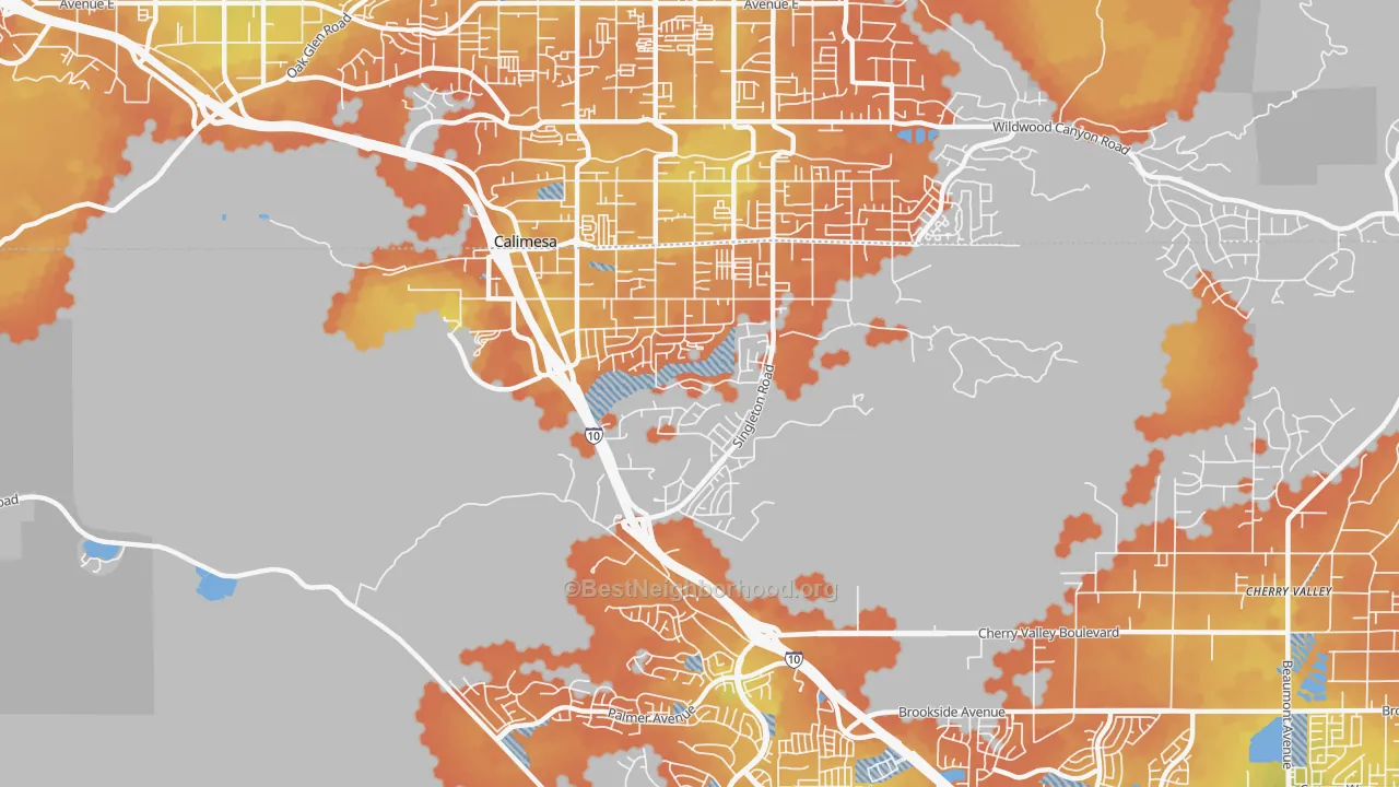 Bike Grade map of 92320, CA