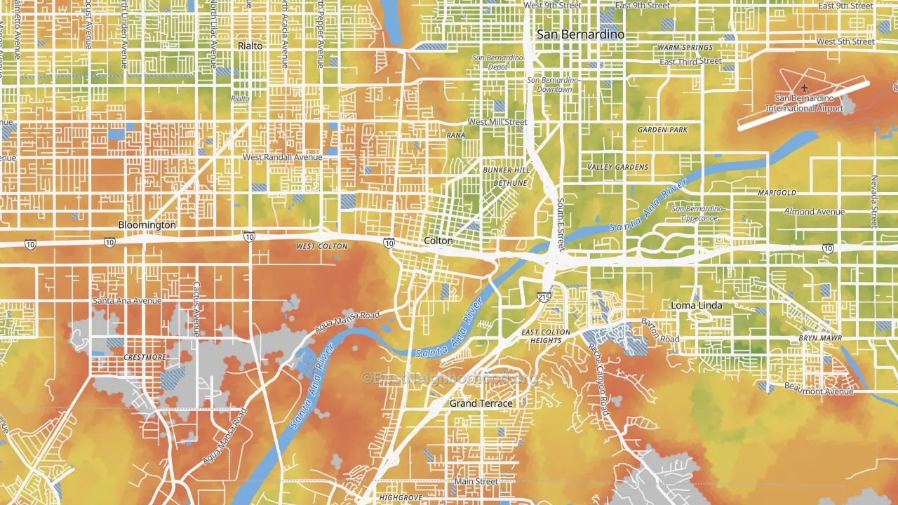 Bike Grade map of 92324, CA
