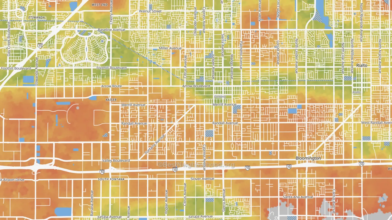 Bike Grade map of 92335, CA