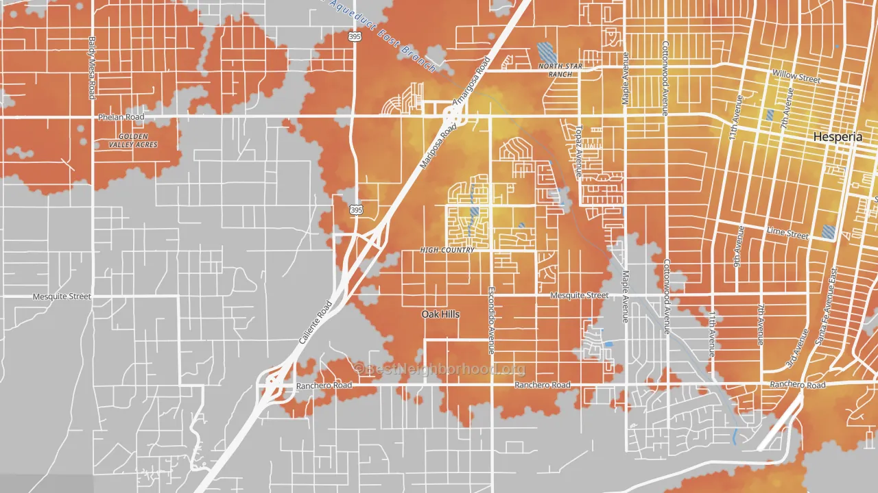 Bike Grade map of 92344, CA