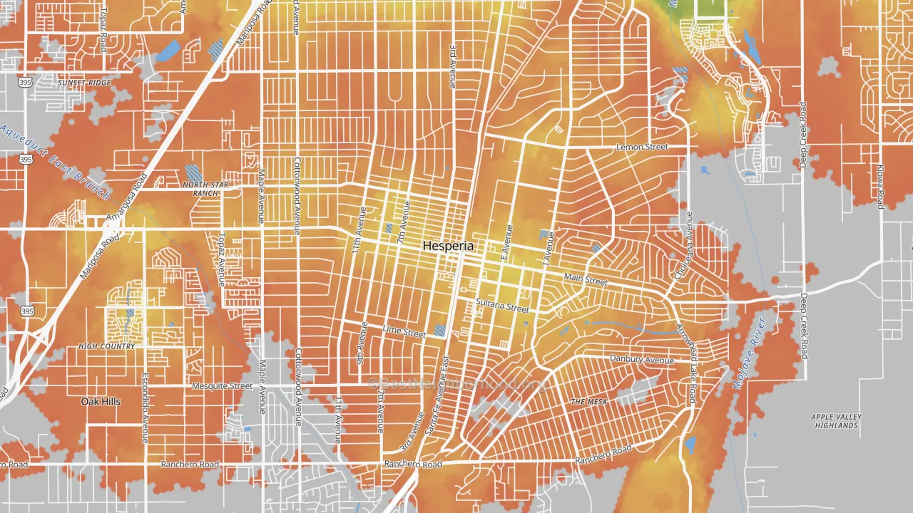 Bike Grade map of 92345, CA