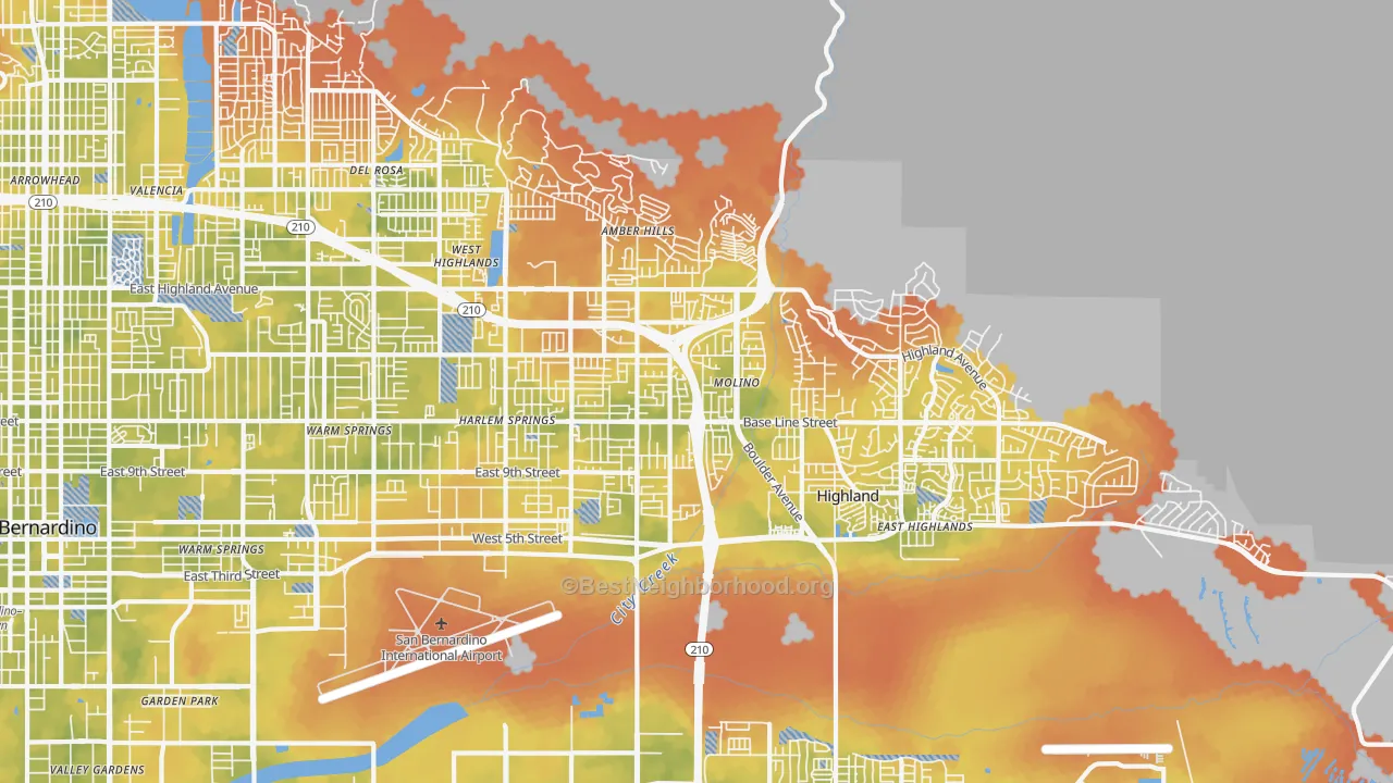 Bike Grade map of 92346, CA