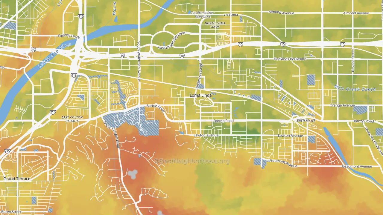 Bike Grade map of 92350, CA