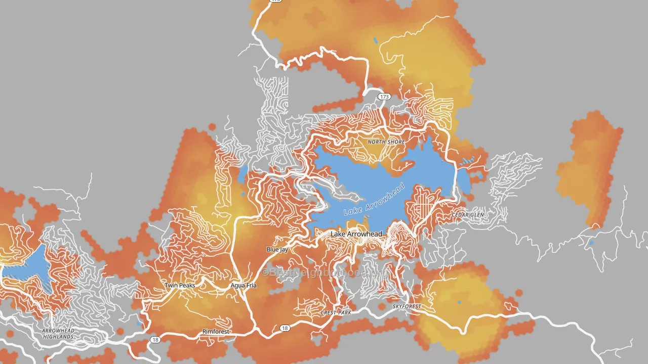 Bike Grade map of 92352, CA