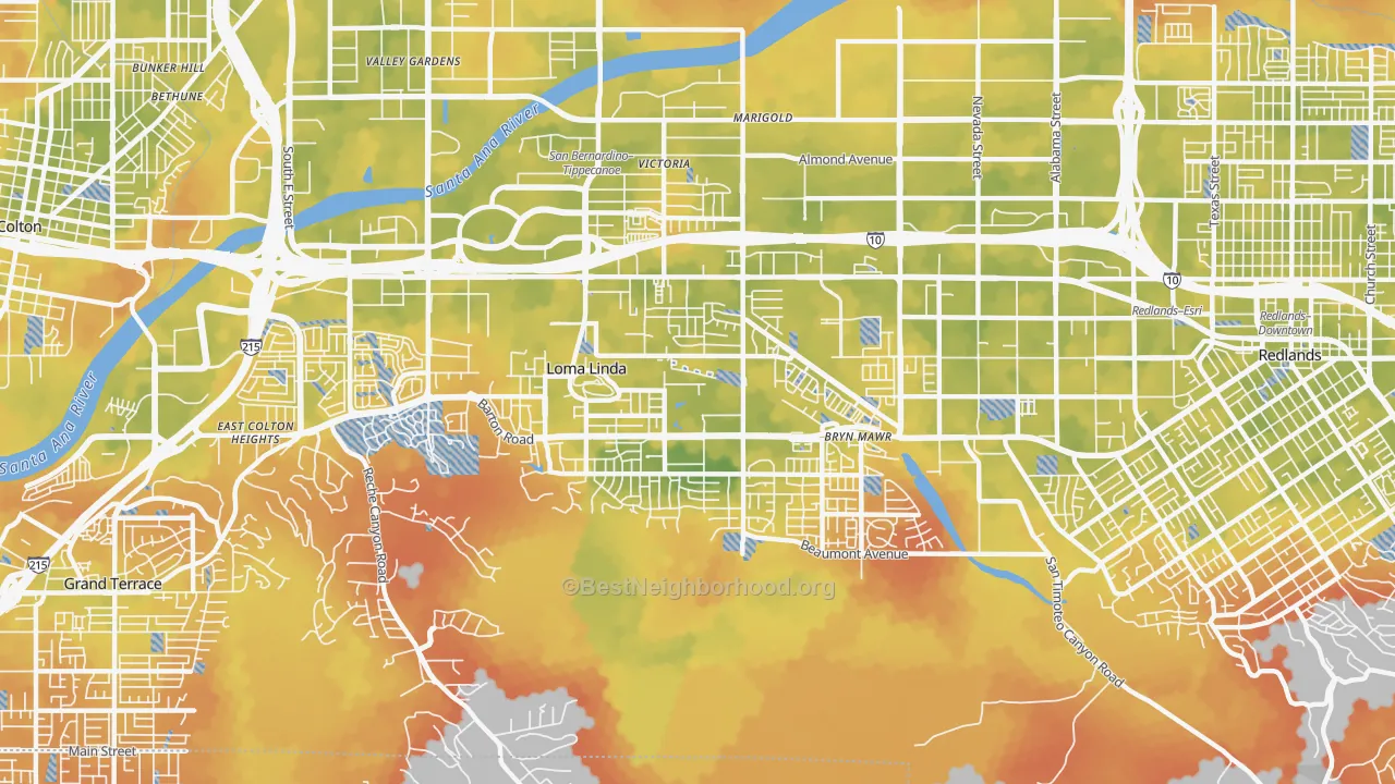 Bike Grade map of 92354, CA
