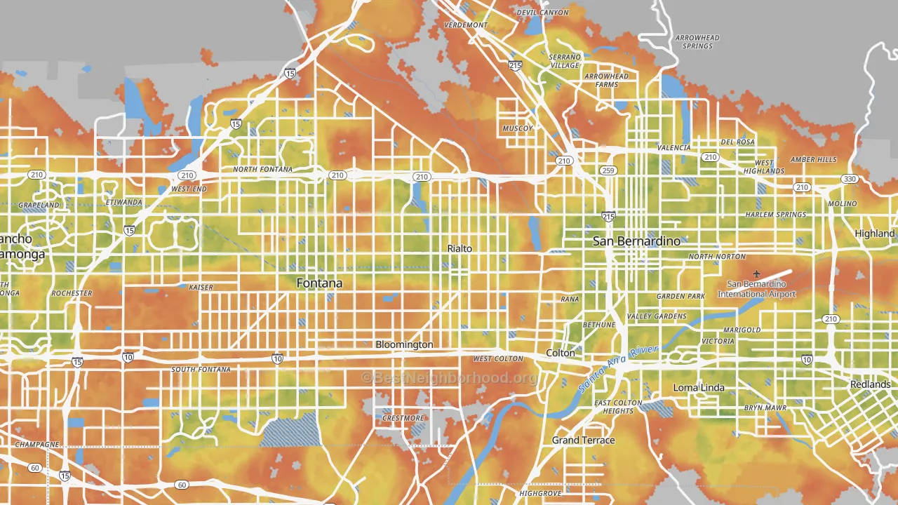 Bike Grade map of 92376, CA