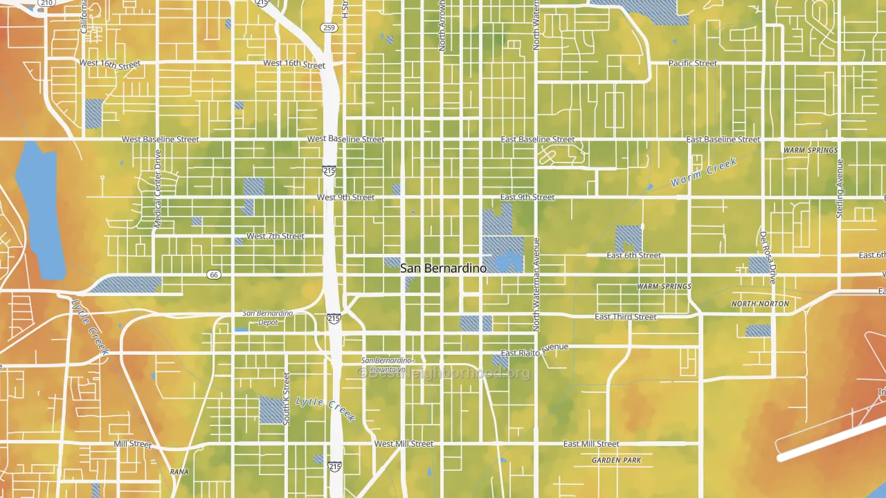 Bike Grade map of 92401, CA