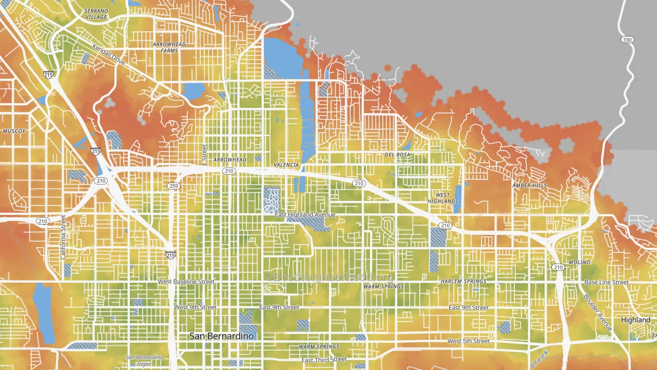 Bike Grade map of 92404, CA