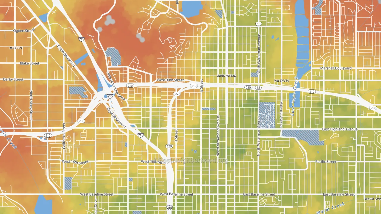 Bike Grade map of 92405, CA