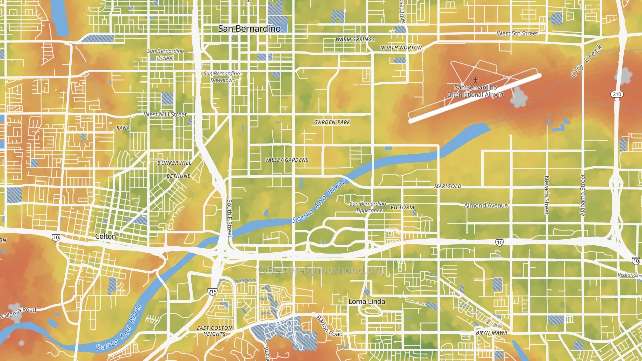 Bike Grade map of 92408, CA