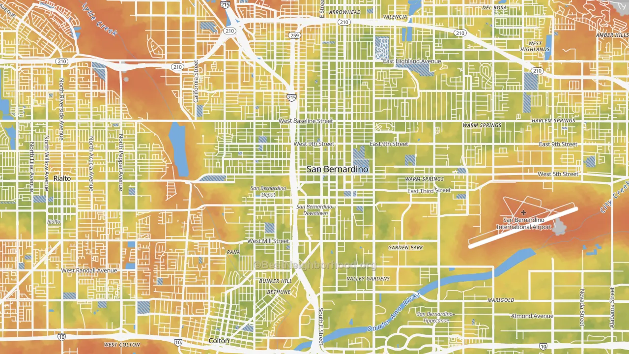 Bike Grade map of 92410, CA