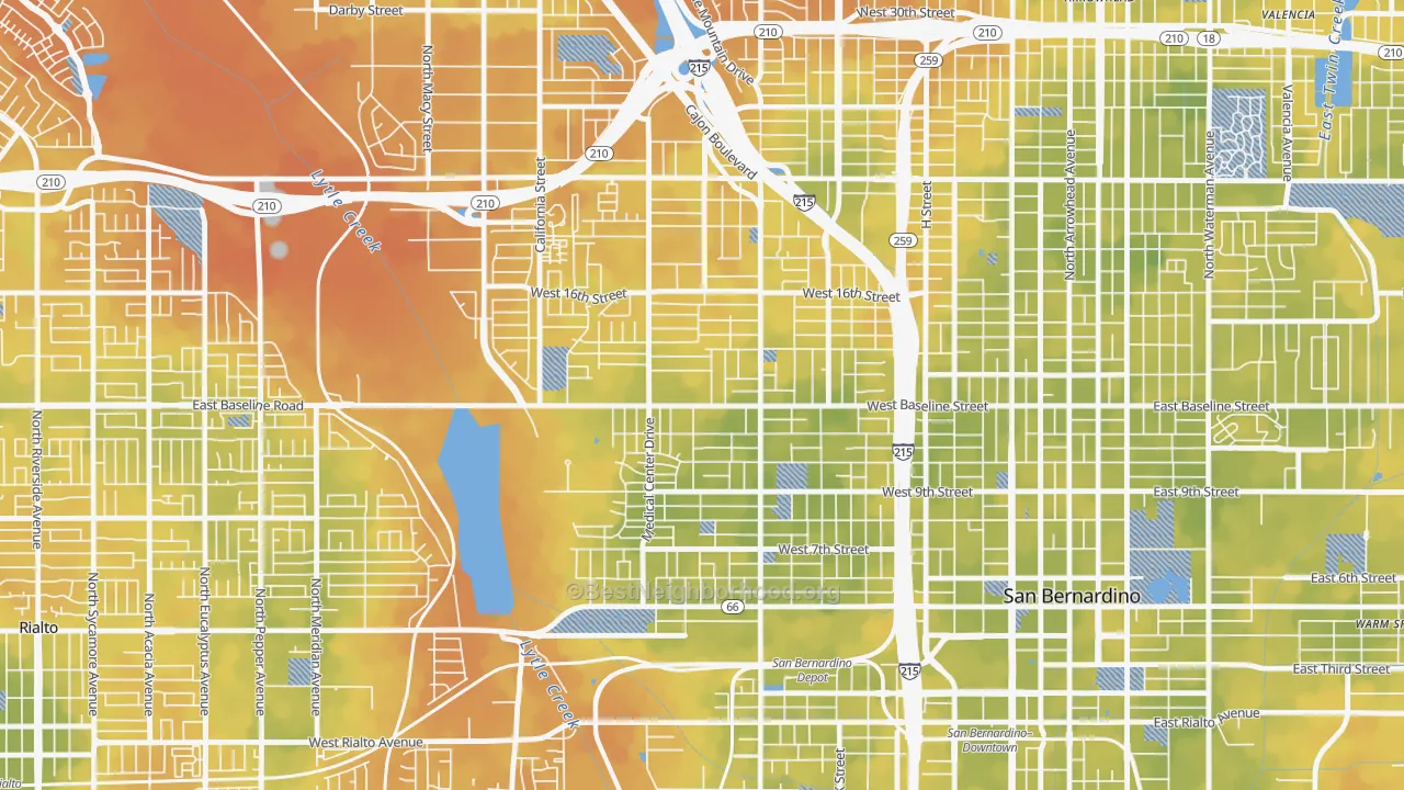 Bike Grade map of 92411, CA