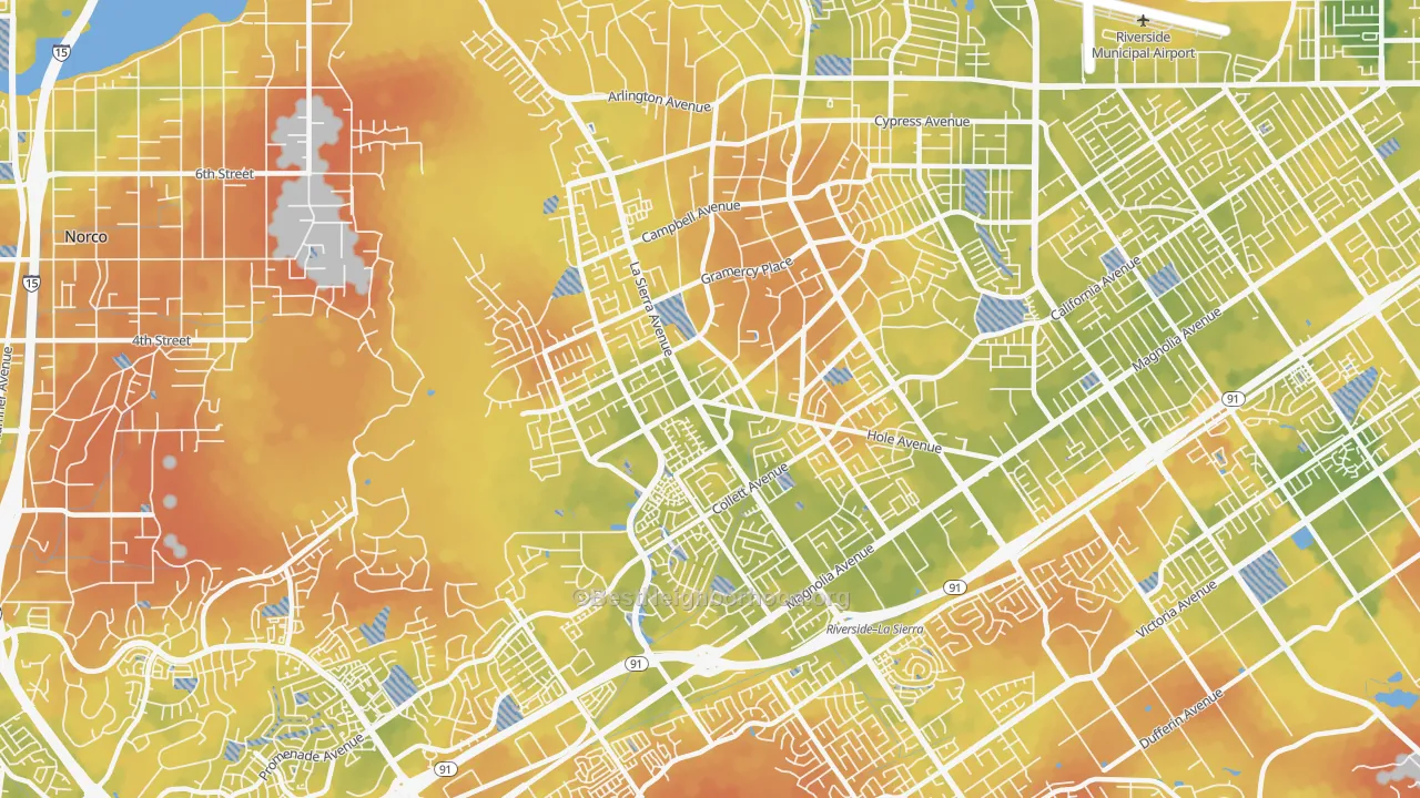 Bike Grade map of 92505, CA