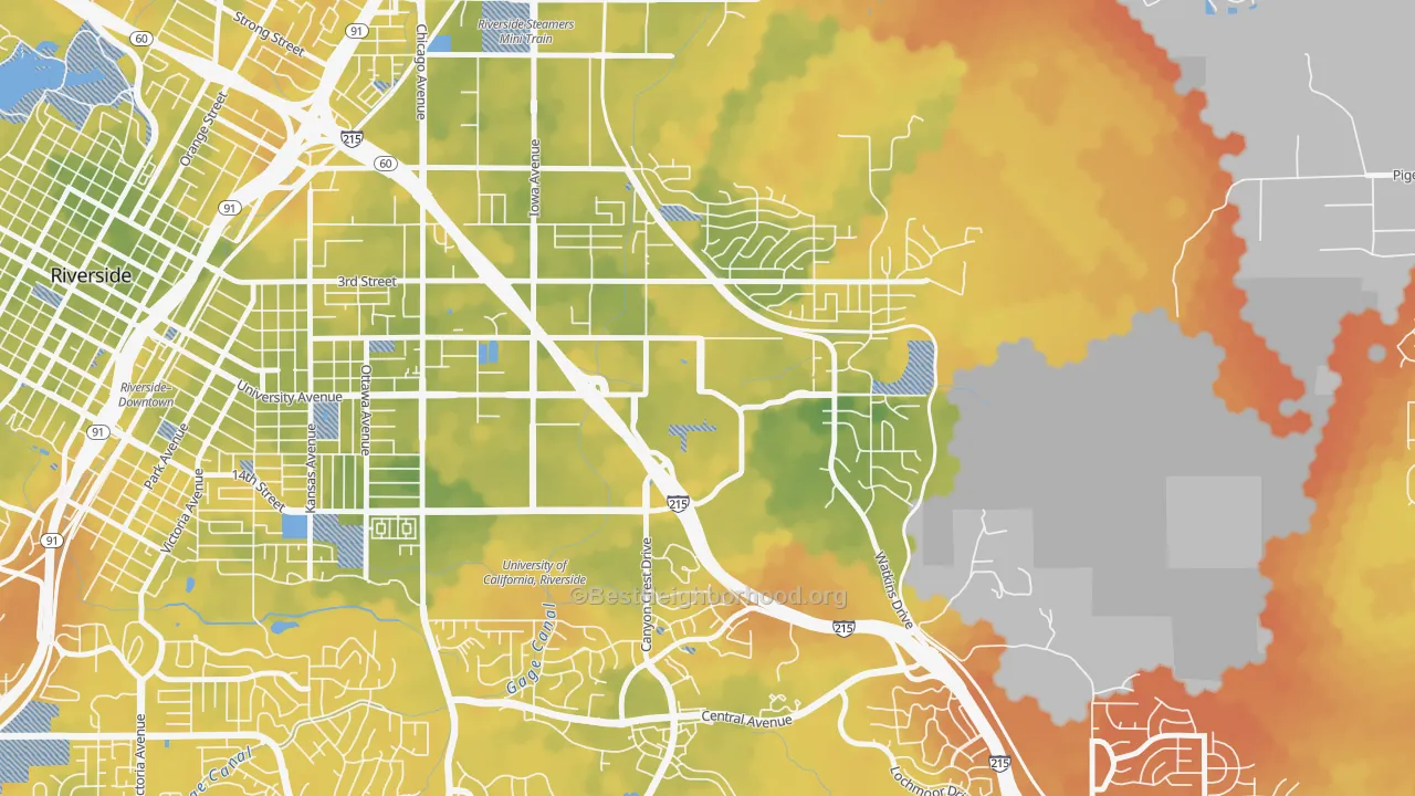 Bike Grade map of 92521, CA