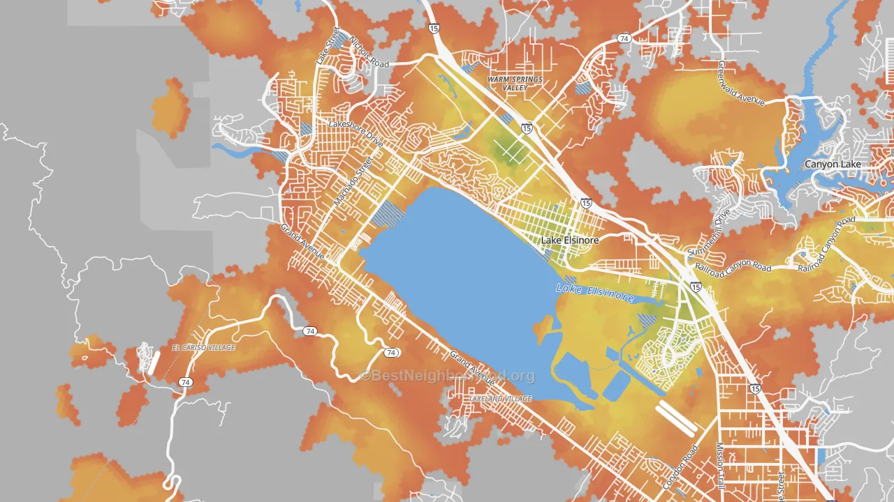 Bike Grade map of 92530, CA