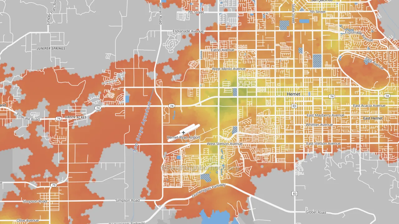 Bike Grade map of 92545, CA
