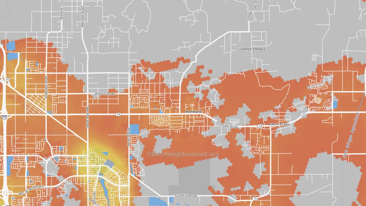 Bike Grade map of 92548, CA