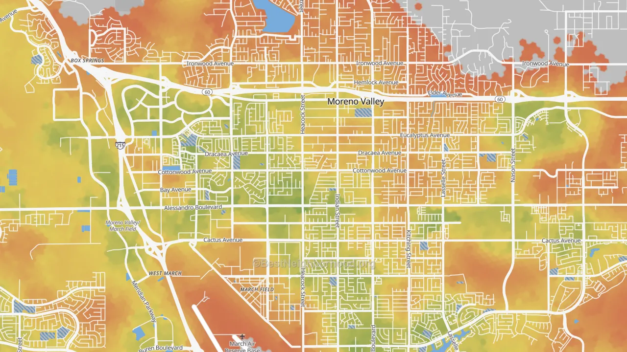 Bike Grade map of 92553, CA