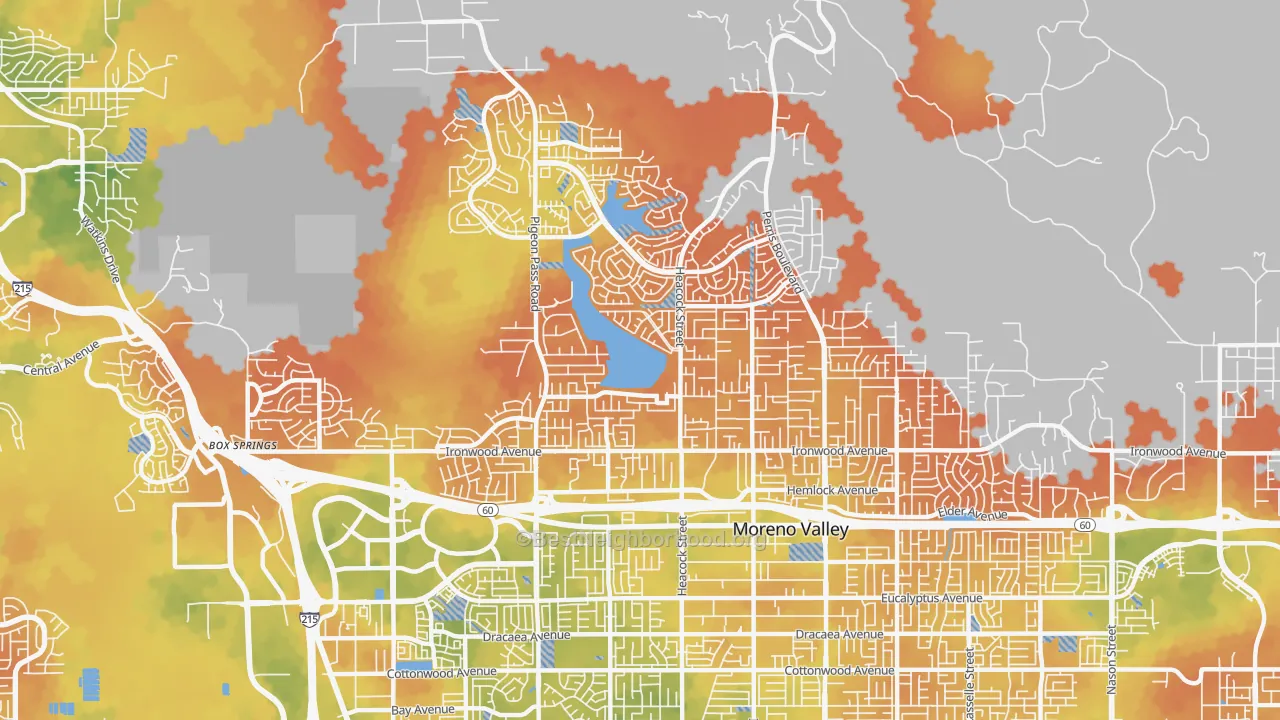 Bike Grade map of 92557, CA