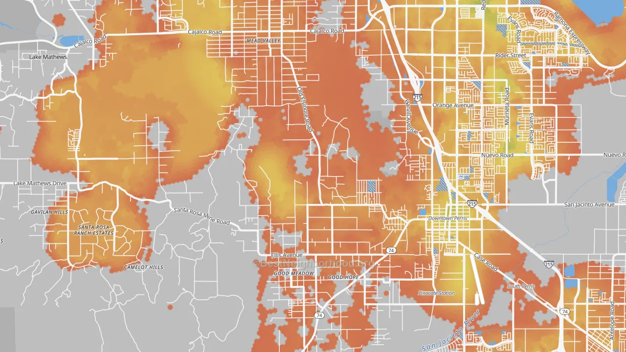 Bike Grade map of 92570, CA