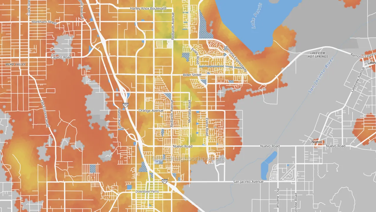 Bike Grade map of 92571, CA