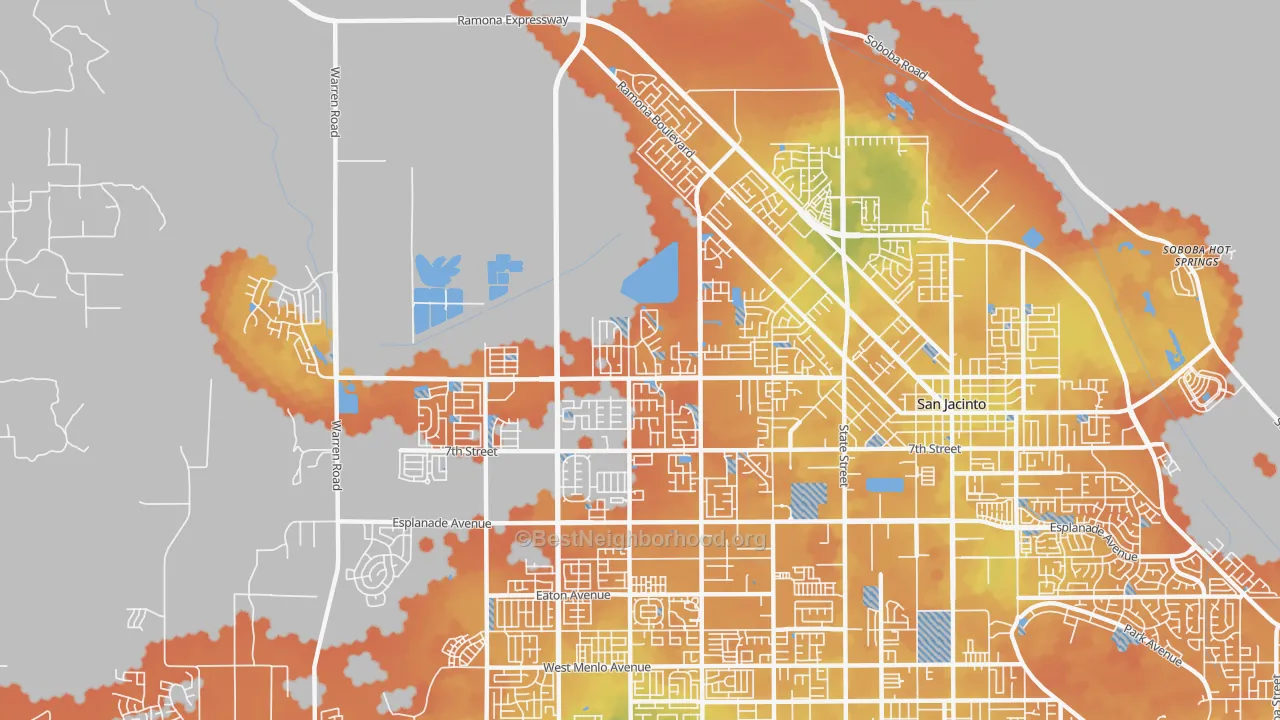 Bike Grade map of 92582, CA