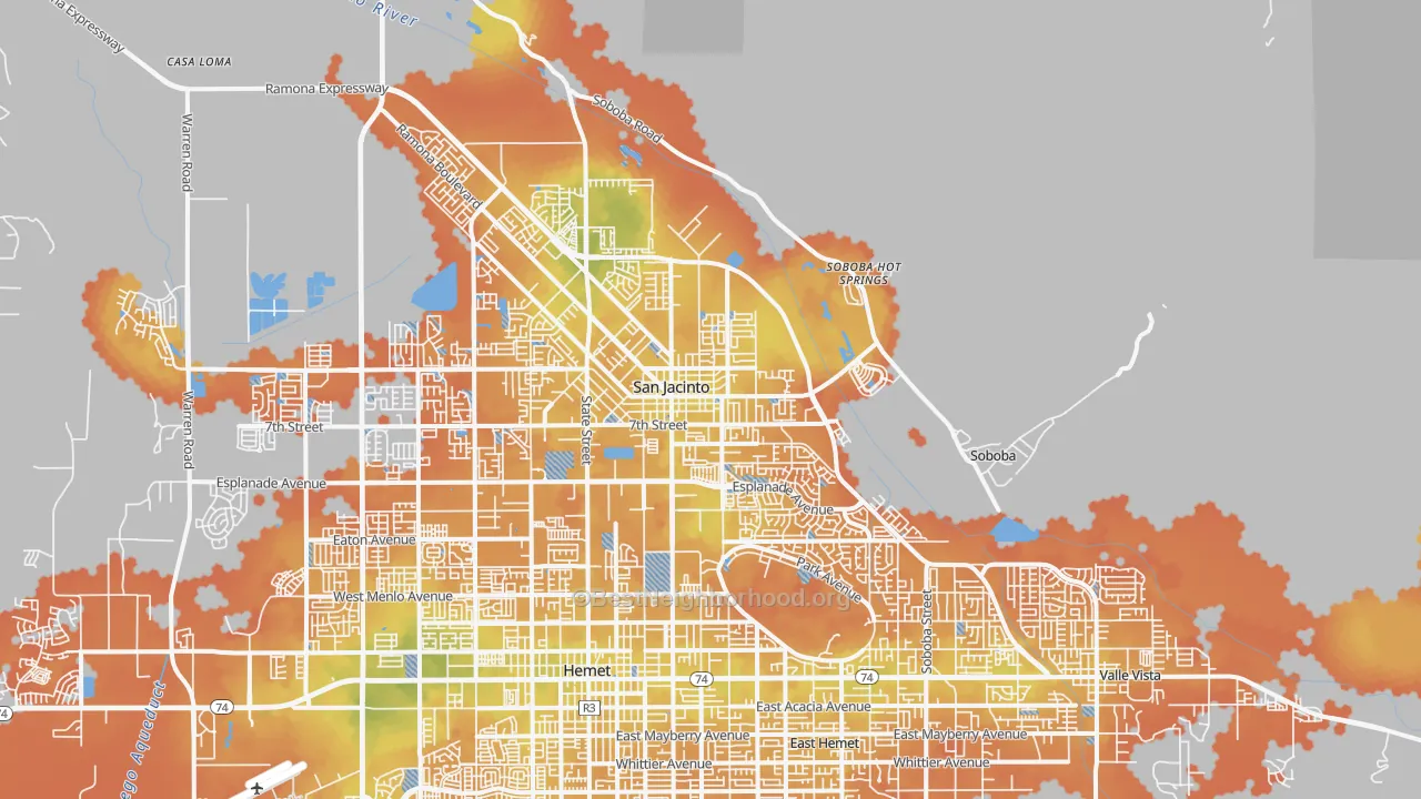 Bike Grade map of 92583, CA