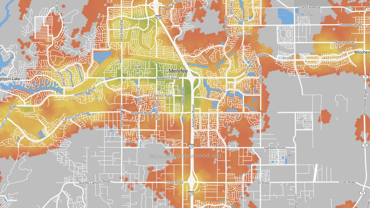 Bike Grade map of 92584, CA