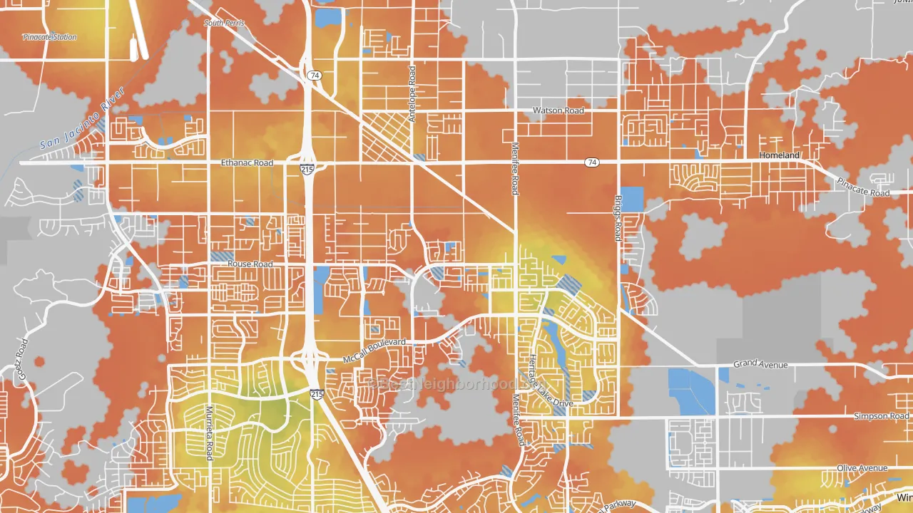 Bike Grade map of 92585, CA